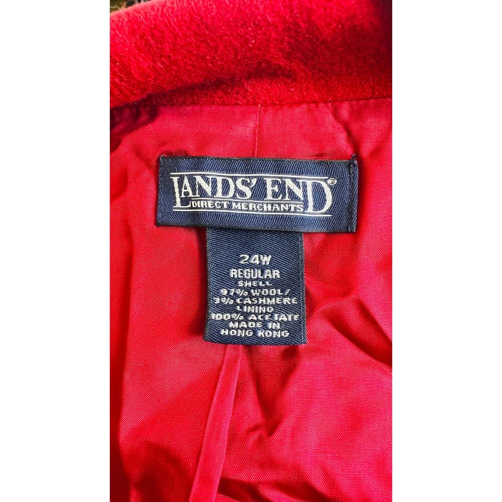 Vintage 90s Lands’ End Red Wool Cashmere Blazer 24W Made in Hong Kong Plus - Picture 4 of 4